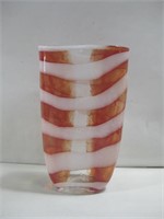 15"x 9"x 3.5" MCM Striped Art Glass Vase