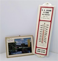 Lot 2 Vintage Advertising Thermometers Dairy & Gas