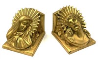 Pair of Madonna & Jesus Gilded Bookends.