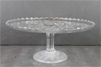 Pressed Glass Cake Platter on Pedestal