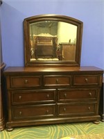 Ashley Furniture Wood Dresser with Mirror