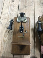 9x20 Inch Antique Oak Wall Telephone