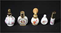 5pc Vintage Porcelain Perfume / Scent Bottles 3"h