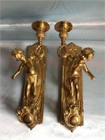 SOLID BRASS SCONCES MADE IN ITALY 11 INCHES