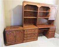 Contemporary Oak desk/wall unit with 6 drawers