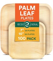 NEW $80 7&10” Square Palm Leaf Plates 100PK