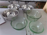 3-metal and 3 glass bowls