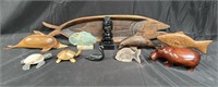 Hand-carved & polished wood & mineral items