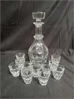 Baccarat crystal decanter with 11 glasses