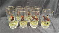 8 hand-painted highball glasses with