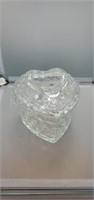 Vintage clear glass heart-shaped covered candy