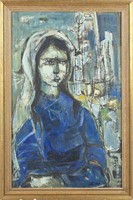 Mid-Century Portrait of a Woman in Blue