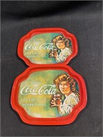 (2) Vtg. Coco-Cola Small Serving Trays 7.5' L x