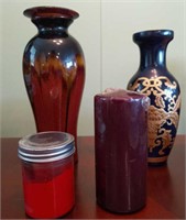 Vase and candle lot