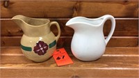 6” Watt pottery pitcher and 6” McCoy Whit pitcher