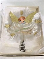 Vintage angel tree topper measuring 9 inches