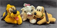 3 Disney Pluto & Marie Cat & Dogs Bean Bag Dolls