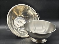 (2) Stainless: Extra Large Colander & Mixing Bowl