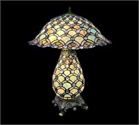24 “ Tiffany Style Stained, Leaded Glass Lamp