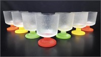 7 Italian MCM Multicolor Frosted Cocktail Glasses