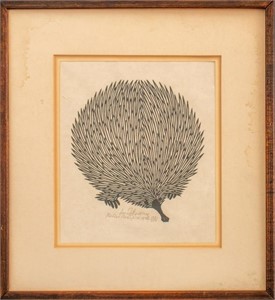 Jacques Hnizdovsky "Native Porcupine"Woodcut Print