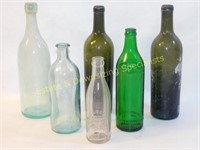 Six Antique/Vintage Glass Bottles
