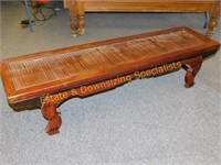 Narrow Wooden Bench with Cane Top
