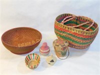 Six Various Style Woven Baskets
