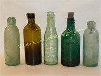 5 Antique Mineral Water Glass Bottles