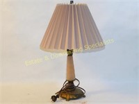 Pink Glass and Brass Table Lamp