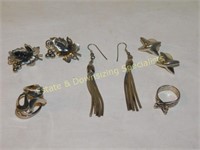 3 Pr Sterling Earrings & 2 Rings