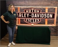 Large Harley Davidson Cycle Sign In Crate