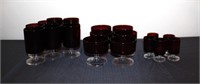 Ruby red, eight 4.5" glasses, six 3.25" sherbet