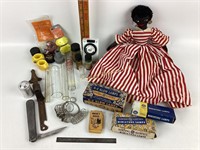 Black Americana doll, cast iron fence finial