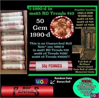 THIS AUCTION ONLY! BU Shotgun Lincoln 1c roll, 199