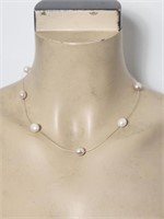 Cultured Pearl Necklace Sterling Silver