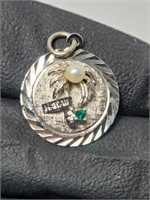 Hawaii Vintage Sterling Silver Charm Pearl Emerald