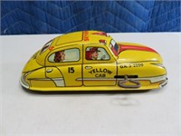 50s Tin WindUp YellowCab Taxi 6" Toy Car NICE work