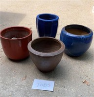 4 Glazed Garden Pots