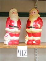 (2) Blow Mold Plastic Lighted Santas (1 is As Is)