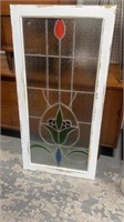 Large Stained Window in Wood Frame