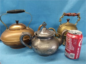 3 Teapots,  - Victorian 1898 Quadruple plate