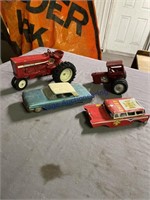 TOY TRACTORS, TIN TOY CARS