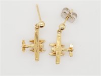 14kt Gold pair of earrings, in shape of bush plane