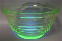 Vtg Vaseline Depression Glass 6" Mixing Bowl