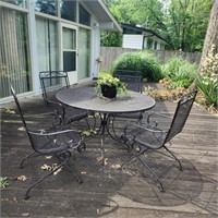 Five Piece Wrought Iron Table and Chairs