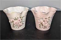 2 Pc. Vintage Lefton Vase/Planter Hand Painted