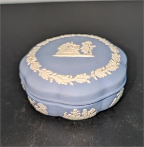 Wedgwood Blue & White Jasperware Trinket Box