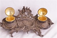 French Cast Brass Inkwell