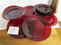 10 RUBY RED PLATES
